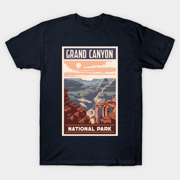 A Vintage Travel Art of the Grand Canyon National Park - Arizona - US T-Shirt by goodoldvintage